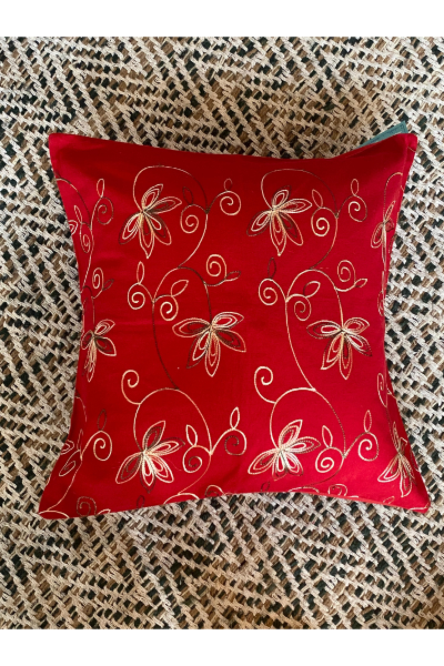 Cushion Cover - Gold Woven Thread Print 
